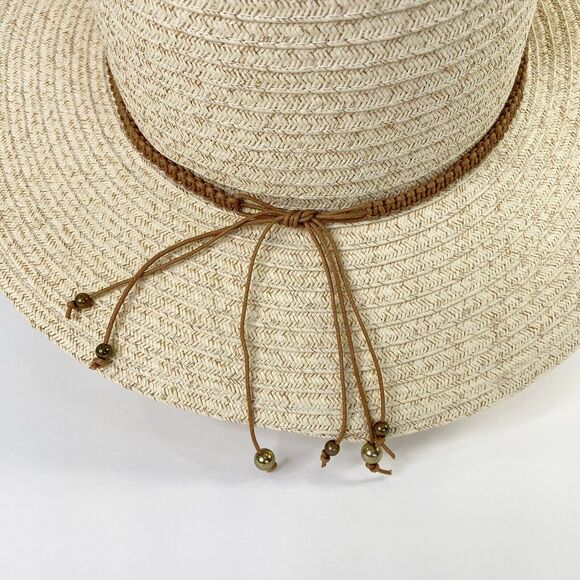 San Diego Hat Co Fedora Sun Hat Braided Jewel Beaded End String Woven Shimmer Ac - Picture 7 of 12